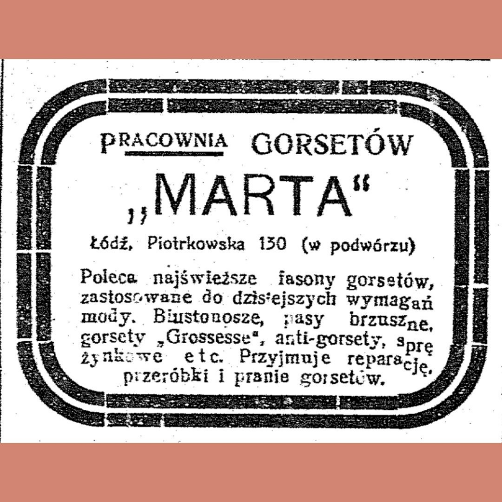 reklama: pracownia gorsetów "Marta"
