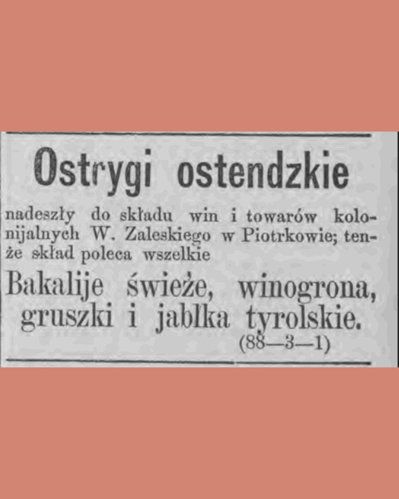 Ostrygi w ofercie składu Zaleskiego (hotel Litewski)